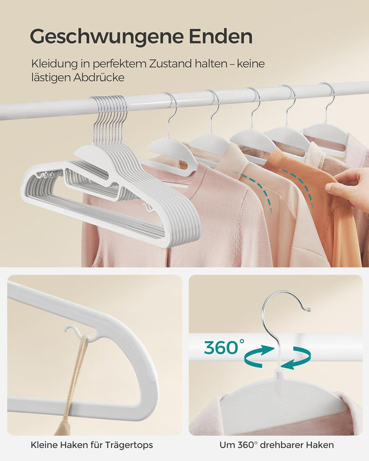 SONGMICS Kleiderbügel Kunststoff, 50er Set, Bügel mit U-förmiger Öffnung, rutschfest, platzsparend,