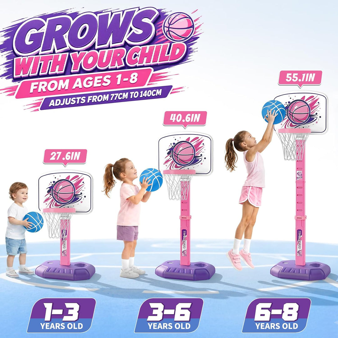 YESHIN Basketballkorb Kinder Indoor Outdoor, Tragbares Basketballkörbe mit Spass-Panel, höhenverstel