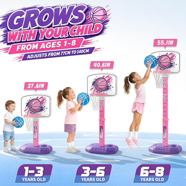 YESHIN Basketballkorb Kinder Indoor Outdoor, Tragbares Basketballkörbe mit Spass-Panel, höhenverstel