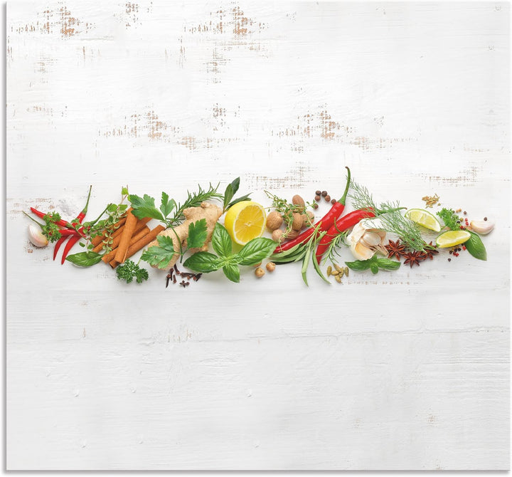ARTland Spritzschutz Küche aus Alu für Herd Spüle Motiv 70x65 cm (BxH) Ernährung & Genuss Lebensmitt