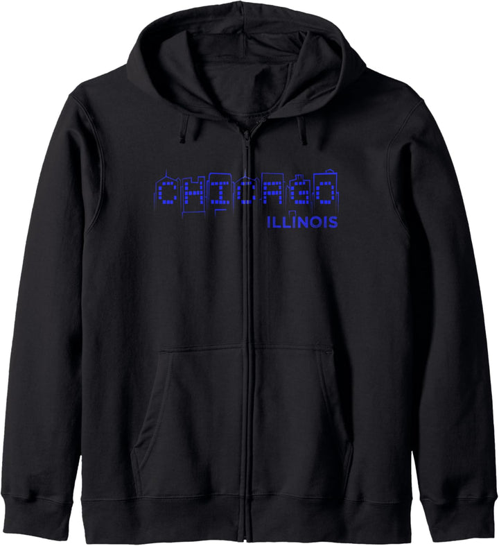 Chi Town Heimatstaat Windy City Chicago Illinois Skyline Art Kapuzenjacke