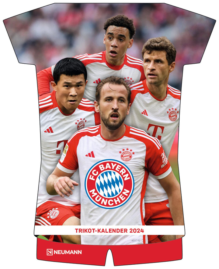 FC Bayern München 2024 - Trikotkalender - Wand-Kalender - Fan-Kalender - Fussball-Kalender - 34,1x42