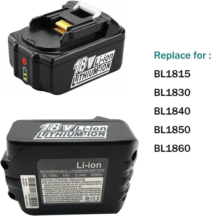 GOLEMON 2 Stück BL1850B BL1850 18 V 5000 mAh Li-Ion Akku + DC18RD Dual Port Ladegerät Ersatz für Mak
