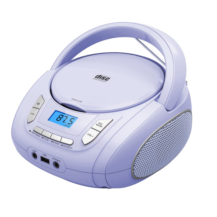 Tragbarer CD-Player für Kinder - Radio-CD-Boombox mit Bluetooth, FM-Radio, USB-Eingang & AUX-Anschlu