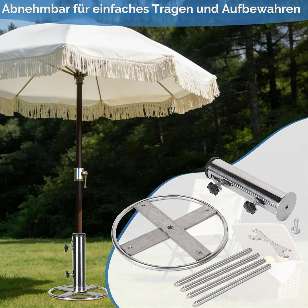 efuturetime Schirmständer Erdspiess φ54 mm Sonnenschirmständer Edelstahl Rasendorn Sonnenschirmhalte