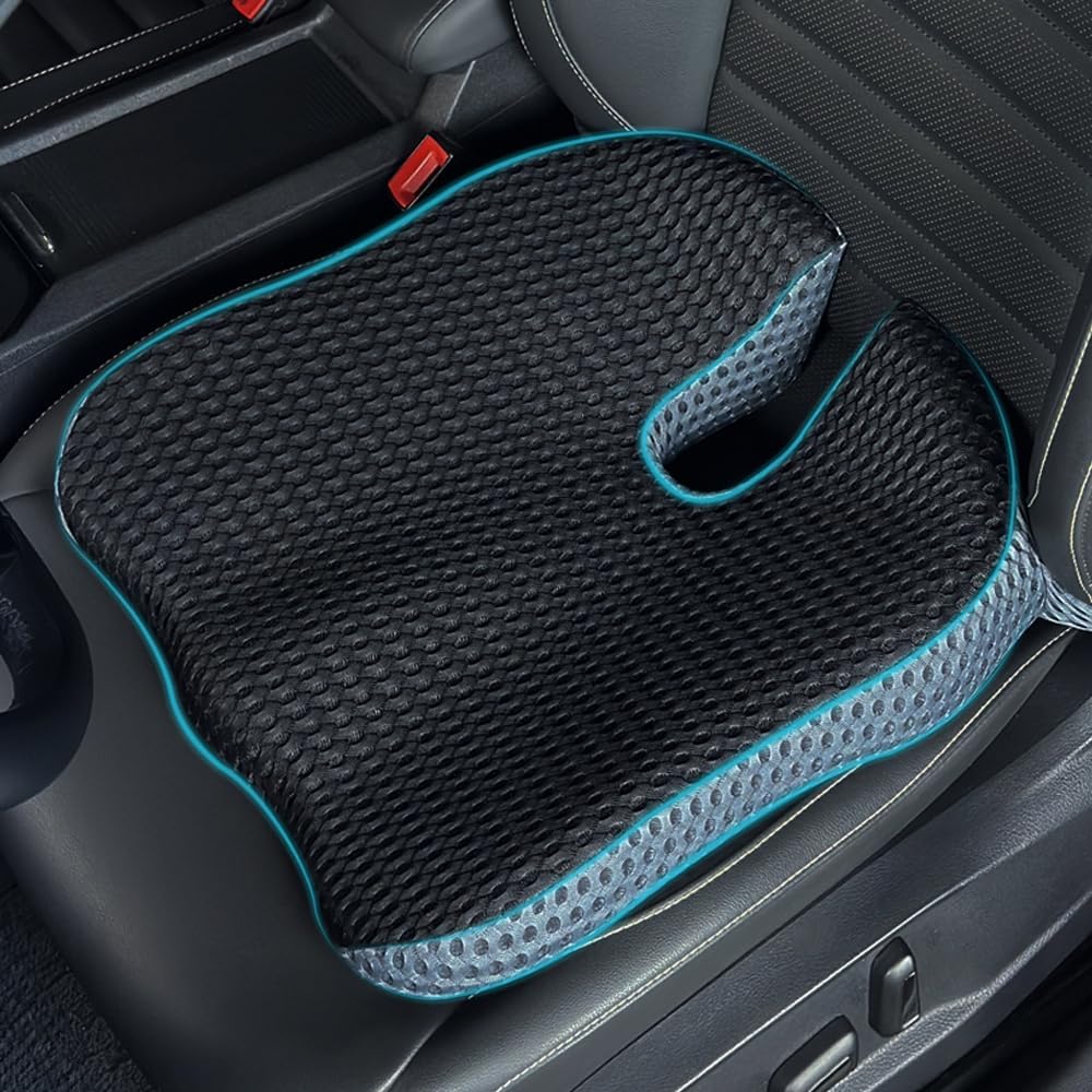 Orthopädisches Autositzkissen Memory Foam - Ergonomisches Keilkissen & Sitzkissen für Auto & LKW - E