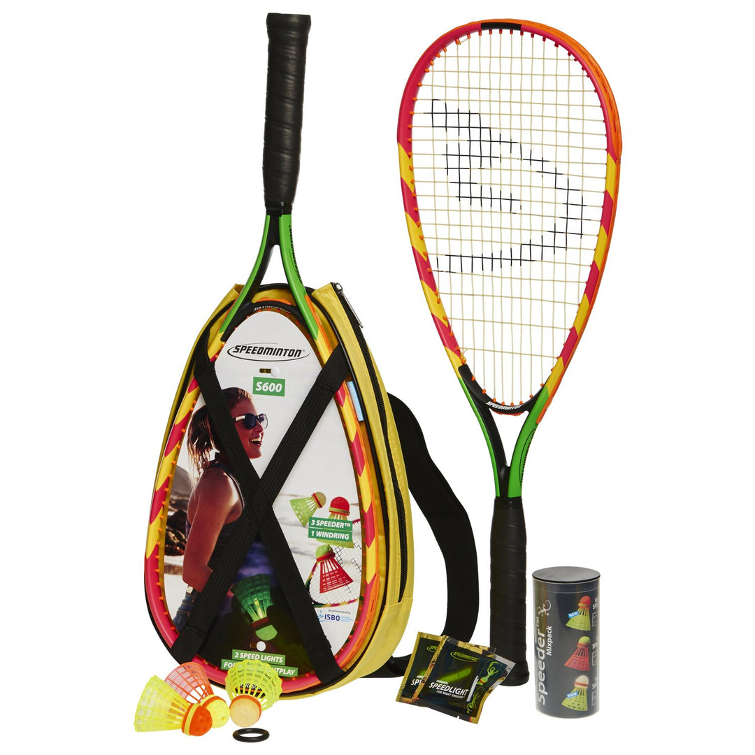 Speedminton S600 Set - Original Speed Badminton/Crossminton Starter Set inkl. 2 Schläger, 3 Speeder,