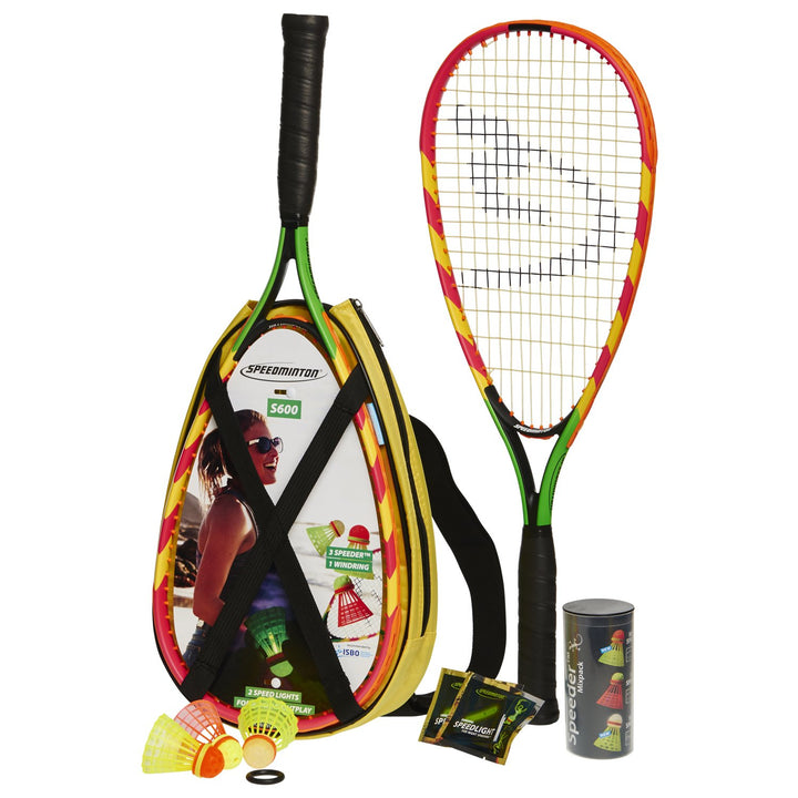 Speedminton S600 Set - Original Speed Badminton/Crossminton Starter Set inkl. 2 Schläger, 3 Speeder,