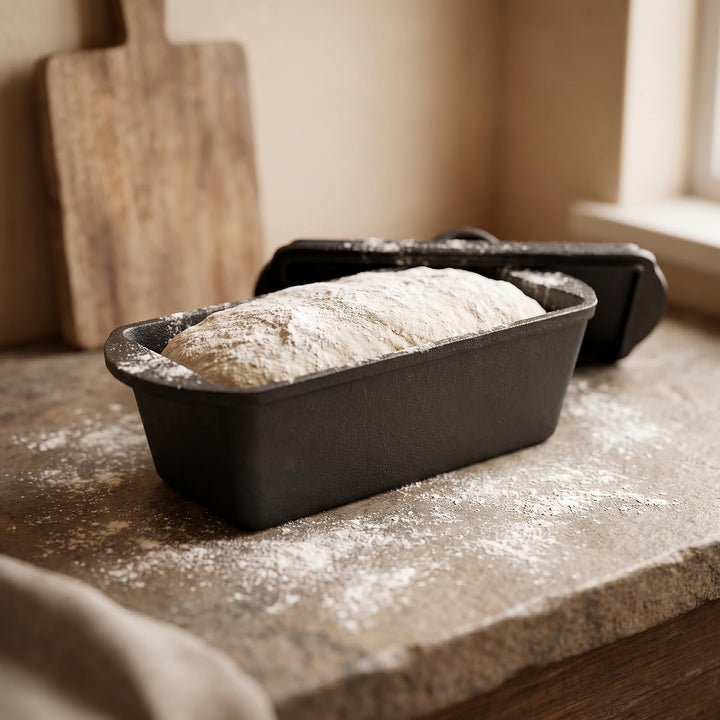 ZOENHOU Brotbackform aus Gusseisen mit Deckel, Rechteckige Kastenform | für Brot und Schmorgerichte,