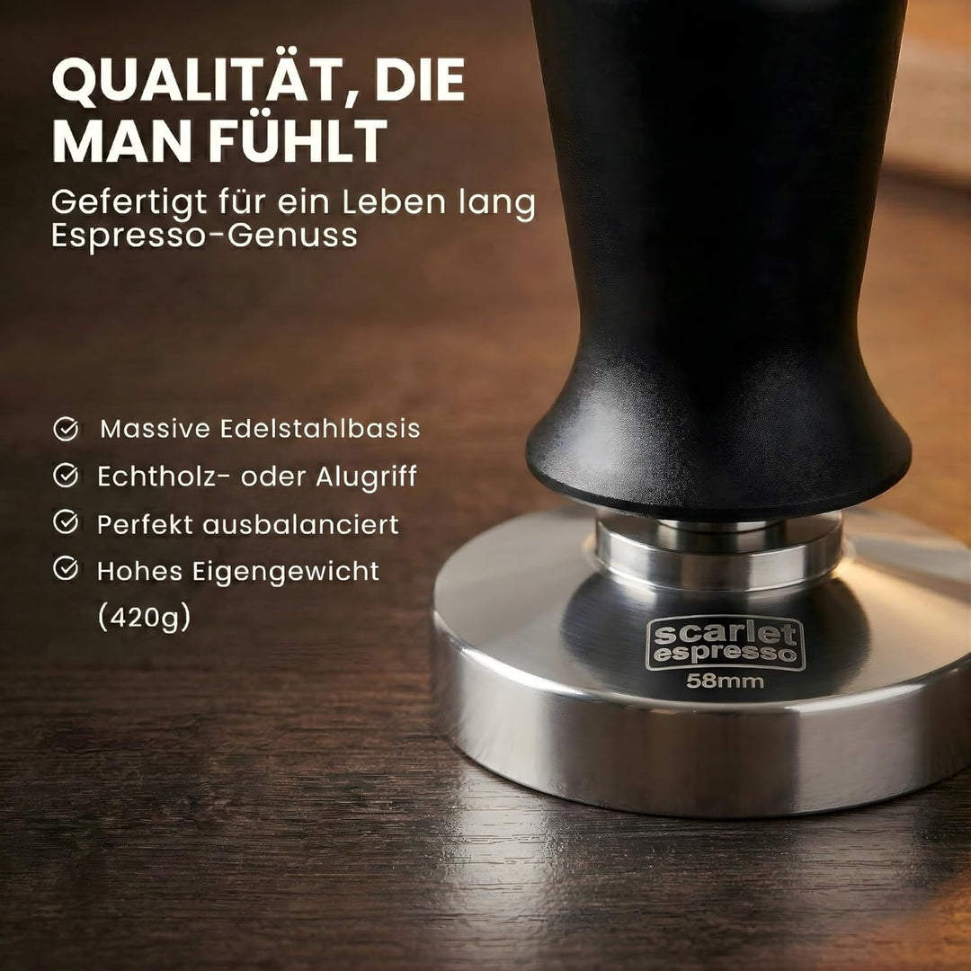 scarlet espresso | Tamper »Perfetto« für Barista; auf 35 lbs Anpressdruck kalibiriert; mit Alu- oder