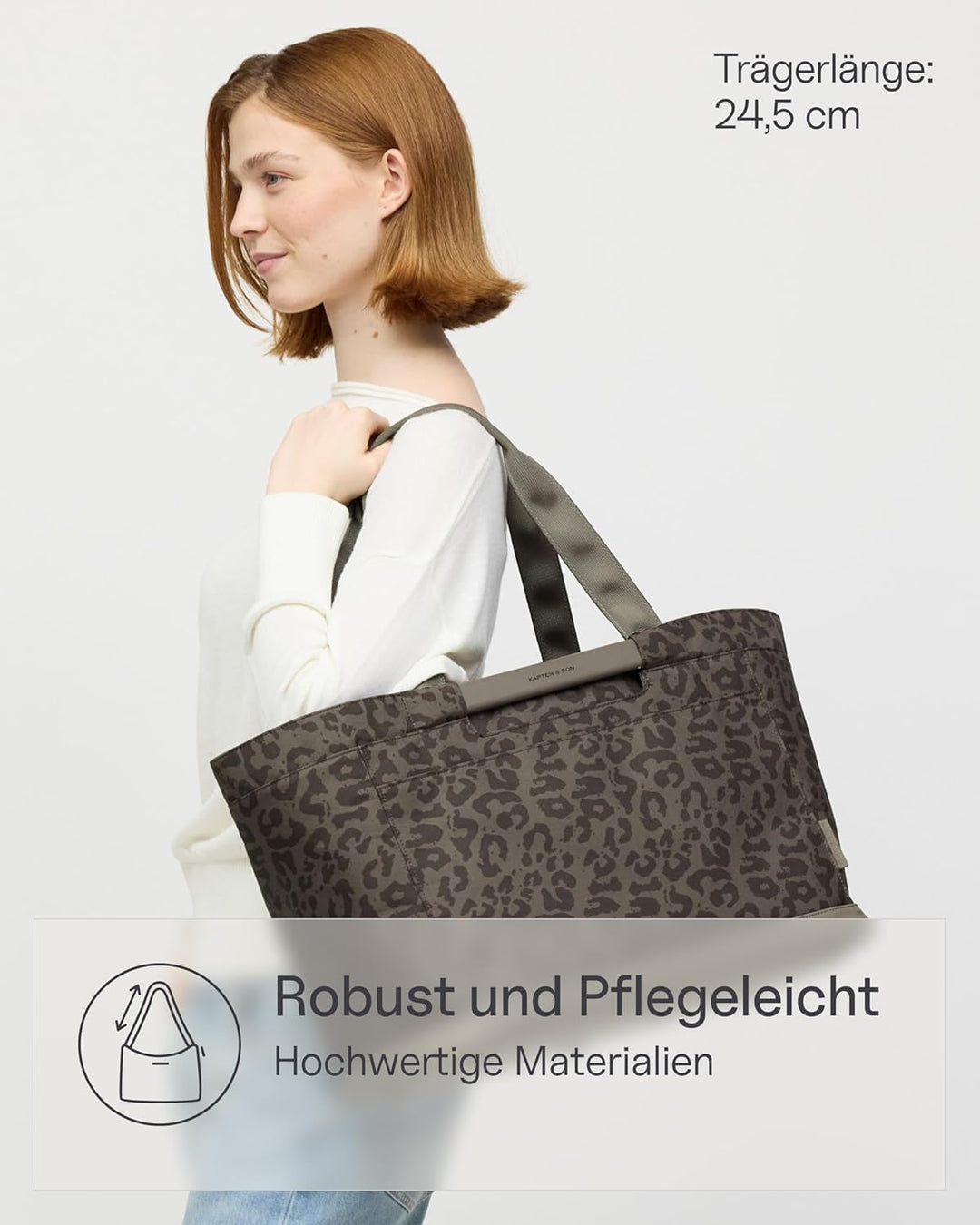 Kapten & Son Vaasa Einkaufskorb faltbar Leo Dark Brown 25 L | Korb Leo Muster | Inklusive Einkaufswa