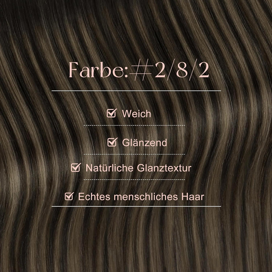 Easyouth Adhesive on Extension Haar Extensions Tape Echthaar 24 Zoll 50g Farbe Dunkelbraune Mischung