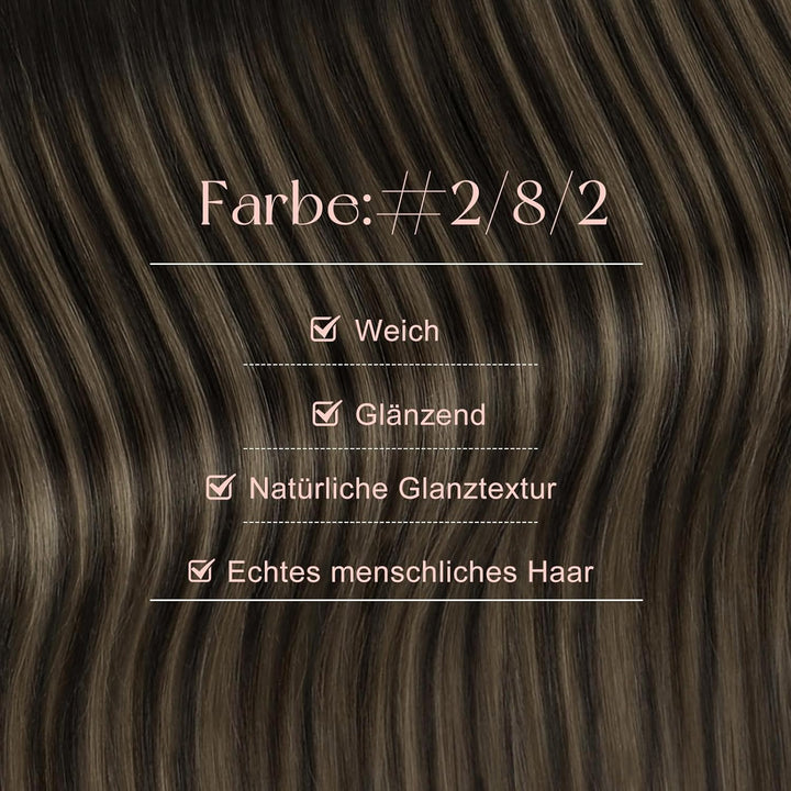 Easyouth Echthaar Tape on Extensions Glue in Haar Extensions Echthaar Farbe Dunkelstes Braun Aschbra