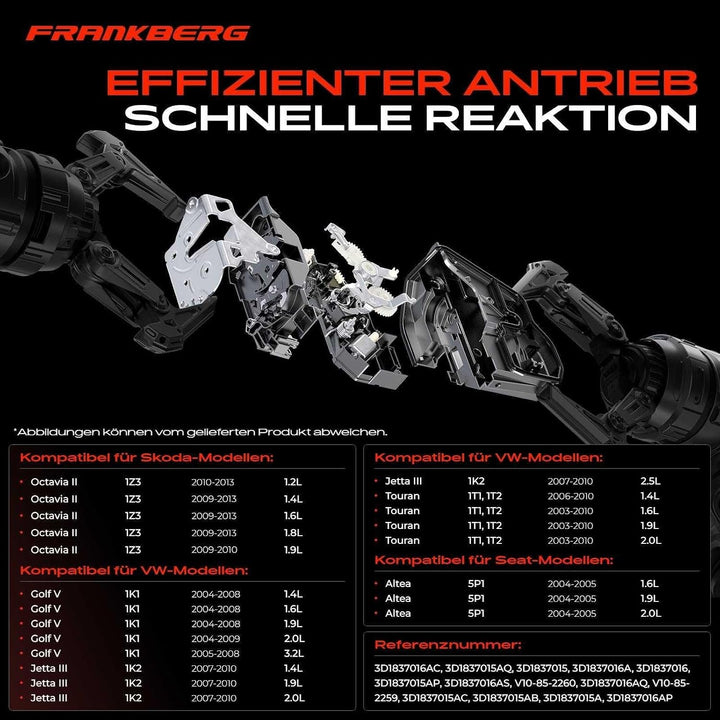 Frankberg 2x Türschloss Stellmotor Vorne Kompatibel mit Altea 2004-2005 Toledo III 2004-2005 Golf 20