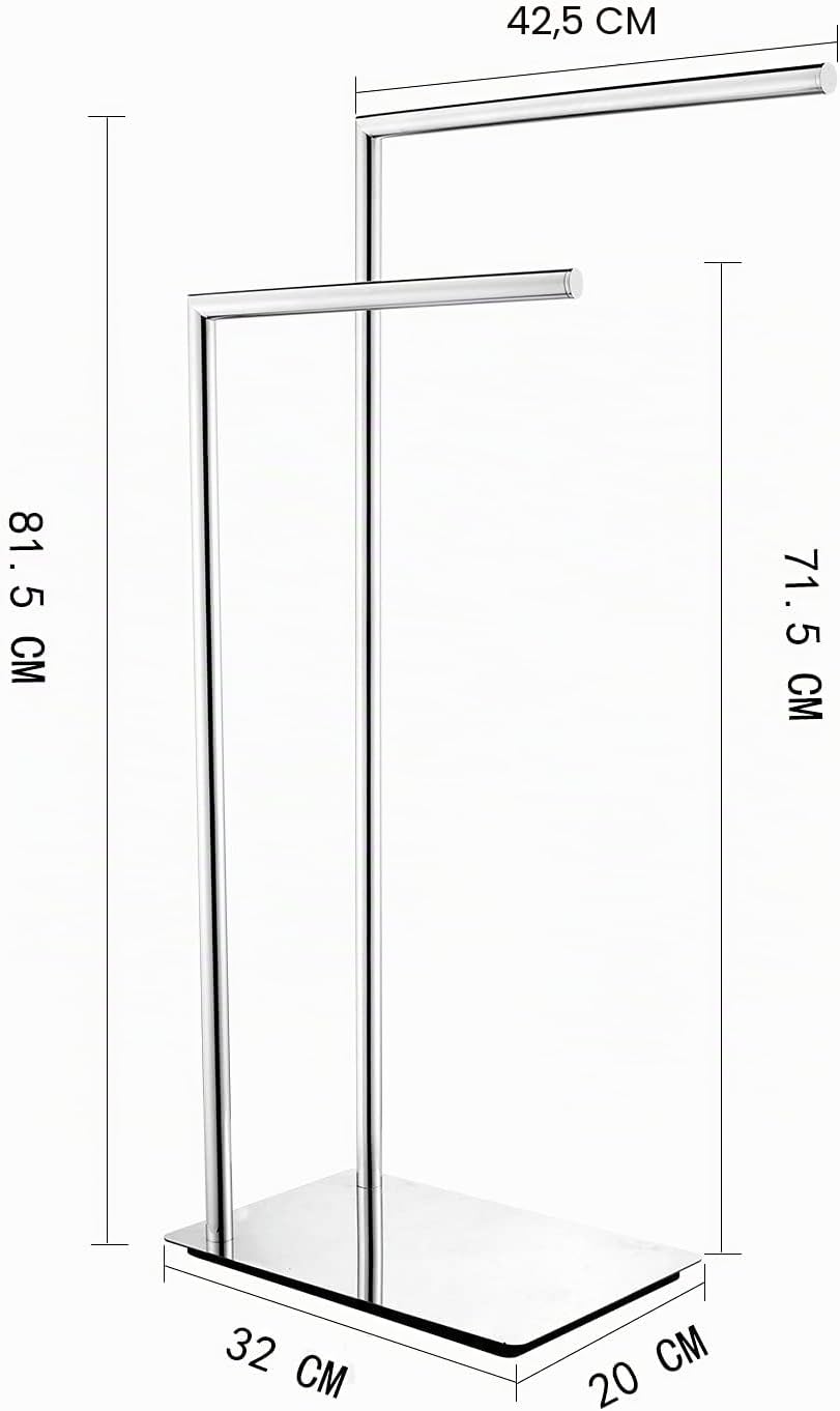 Freistehende Doppel-Handtuchhalter Badaccessoires Handtuchhalter Stand auf Boden Messing Chrom Boden