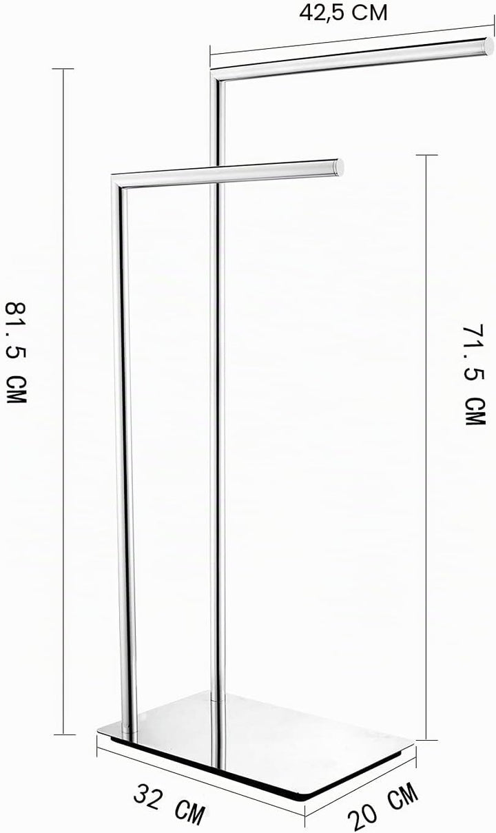 Freistehende Doppel-Handtuchhalter Badaccessoires Handtuchhalter Stand auf Boden Messing Chrom Boden