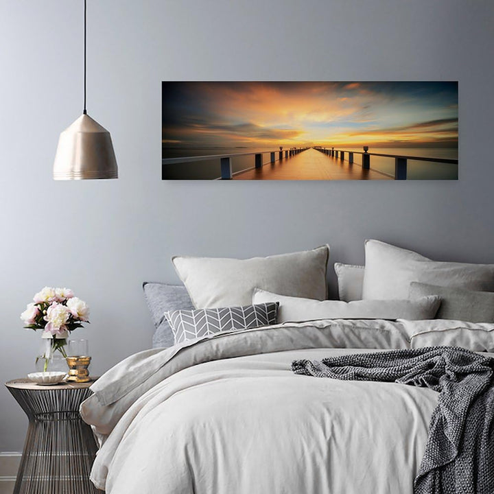 Feeby Bilder Steg Meer Wasser 100x40 cm Wohnzimmer Schlafzimmer Büro Flur Küche Wandbilder Modern Bi