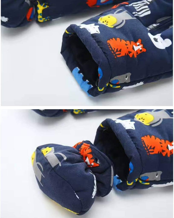 Baby Winter Overall Mit Kapuze Jungen Schneeanzüge mit Handschuhen und Füsslinge Warm Kleidungsset 9