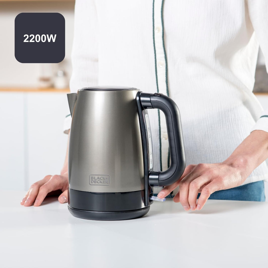 BLACK+DECKER Wasserkocher | BXKE2202E | 2200W | 1.2L | 360°C drehbare Basis | Geeignet für Linkshänd