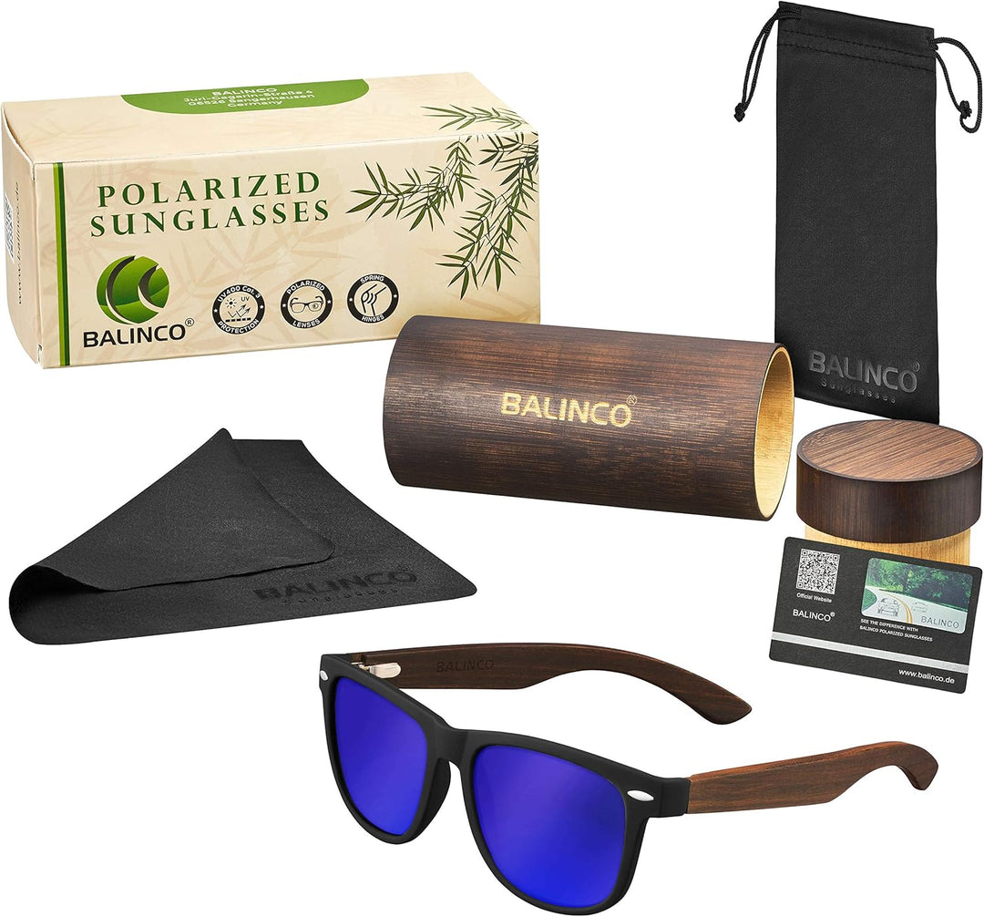 Balinco® Bambus Sonnenbrillen Set für Damen & Herren - mit polarisierten TAC-Linsen für ein intensiv