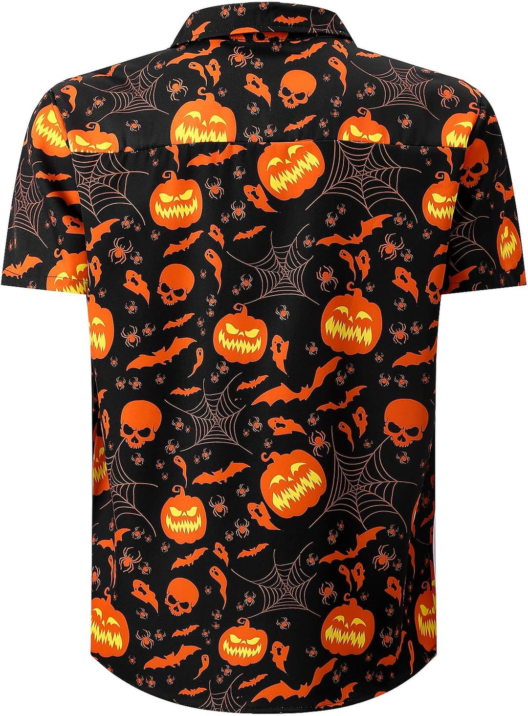 Herren Halloween Shirt Kostüm Kurzarm Knopf Nach Oben Hemd XXL Kürbis, XXL Kürbis