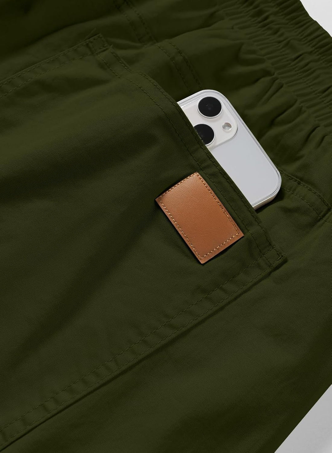JMIERR Kurze Hosen Herren Shorts Herren Sommer Chino Baumwolle Elastische Taille mit Taschen M F Grü