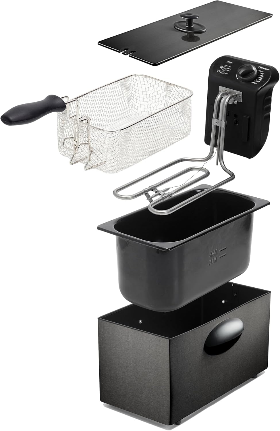 Bestron Titangraue Fritteuse, 3,5 L Kapazität, 2000 W, Cool-Zone-Technologie, Schnelles Aufheizen, W