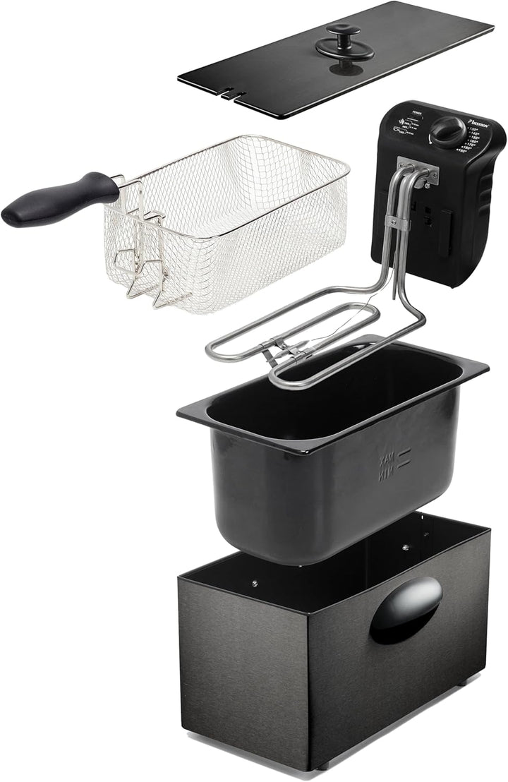 Bestron Titangraue Fritteuse, 3,5 L Kapazität, 2000 W, Cool-Zone-Technologie, Schnelles Aufheizen, W