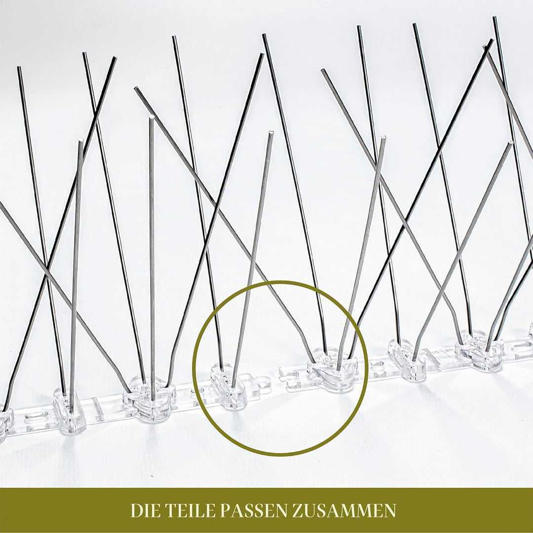 25 Meter Premium Taubenabwehr **40 V-förmige INOX-Spikes** Made in EU
