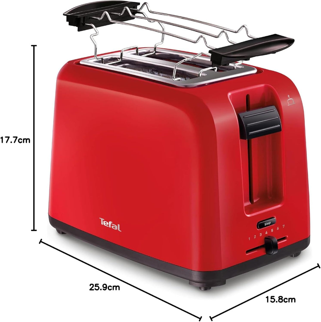 TEFAL TT1A2510 Toaster | Doppelschlitz | mit 7 Bräunungsstufen | inkl. Brötchenaufsatz | Krümelschub