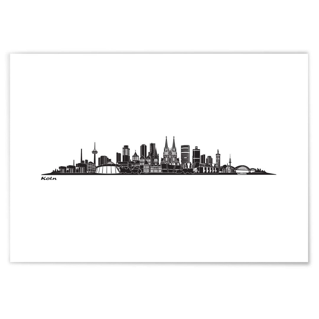 JUNIWORDS Poster mit/ohne Holzrahmen, Wähle ein Motiv, Skyline Köln, Wähle eine Grösse, 60 x 90 cm (