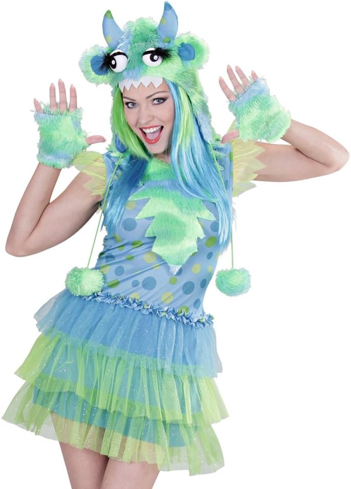 "GREEN MONSTER GIRL" (dress, headpiece, gloves, leg warmers) - (S), S