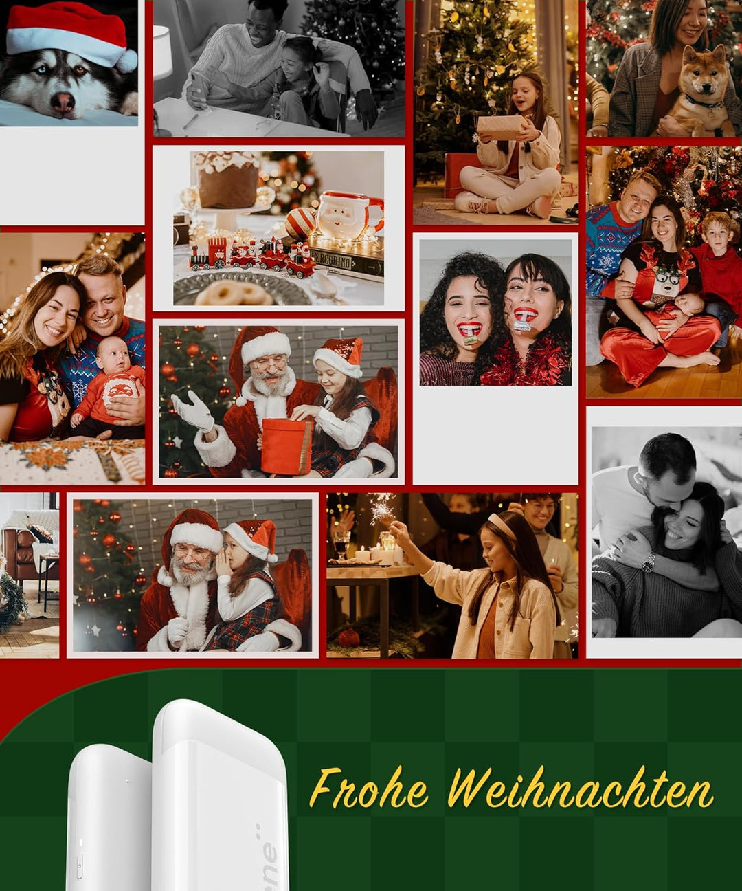 Liene 2x3'' Mini Fotodrucker Smartphone, Mini Tragbarer Sofortbilddrucker mit 5 Zink Klebepapier, Bl