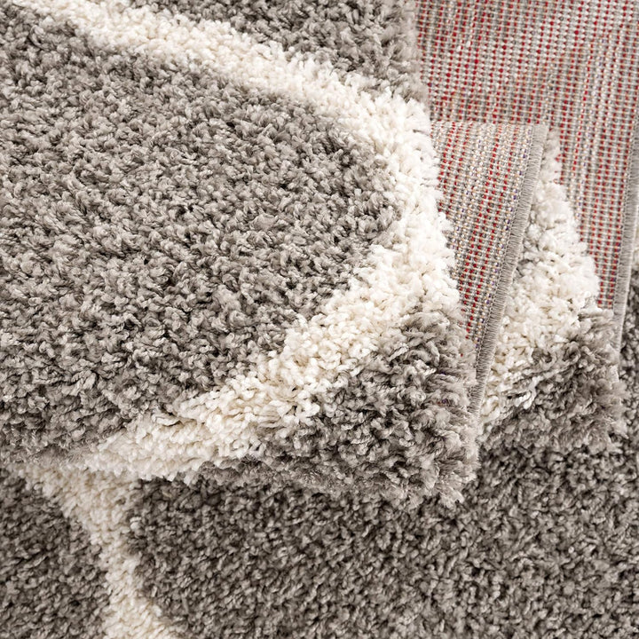 SANAT Madrid Shaggy Teppich - Hochflor Teppiche für Wohnzimmer, Schlafzimmer, Küche - Morocco Grau,