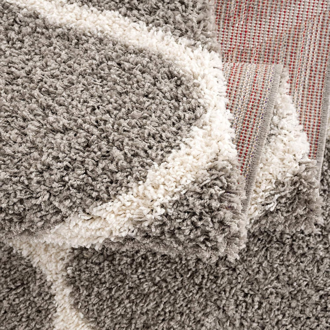 SANAT Madrid Shaggy Teppich - Hochflor Teppiche für Wohnzimmer, Schlafzimmer, Küche - Morocco Grau,