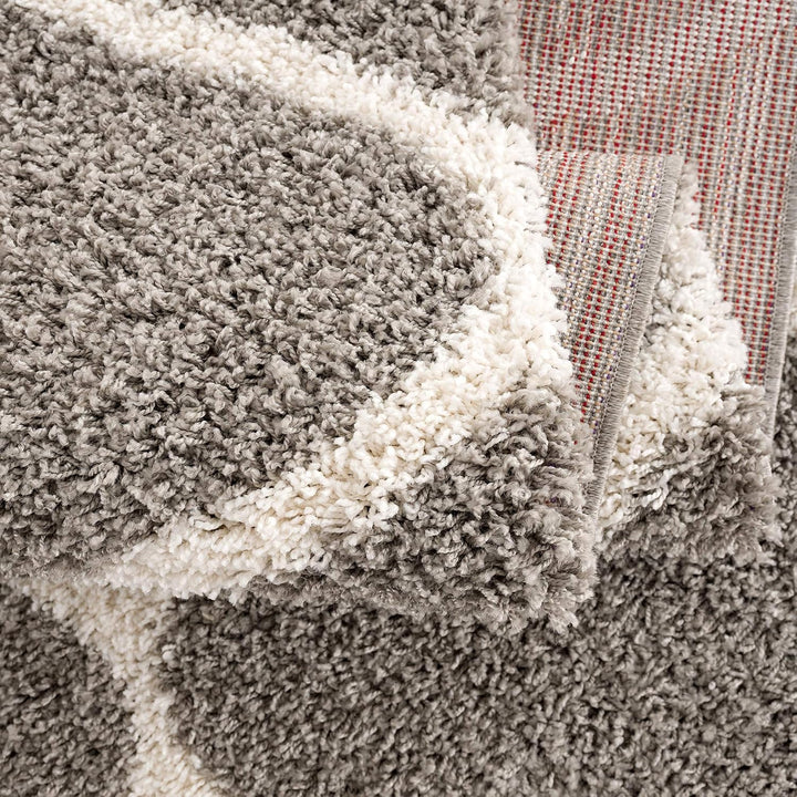 SANAT Madrid Shaggy Teppich - Hochflor Teppiche für Wohnzimmer, Schlafzimmer, Küche - Morocco Grau,