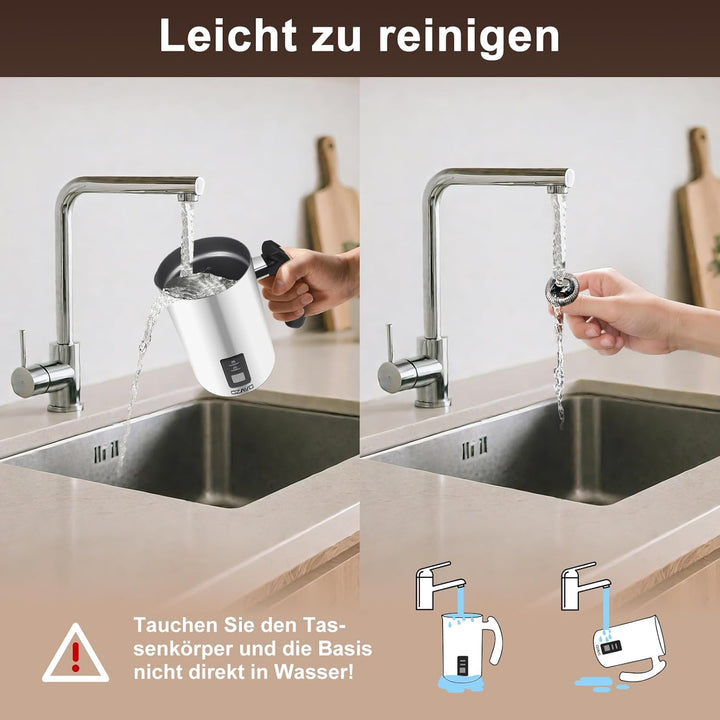OZAVO Milchaufschäumer, elektrische Milk Frother, 240ml Kapazität, 500W Milchschäumer, Warm und Kalt