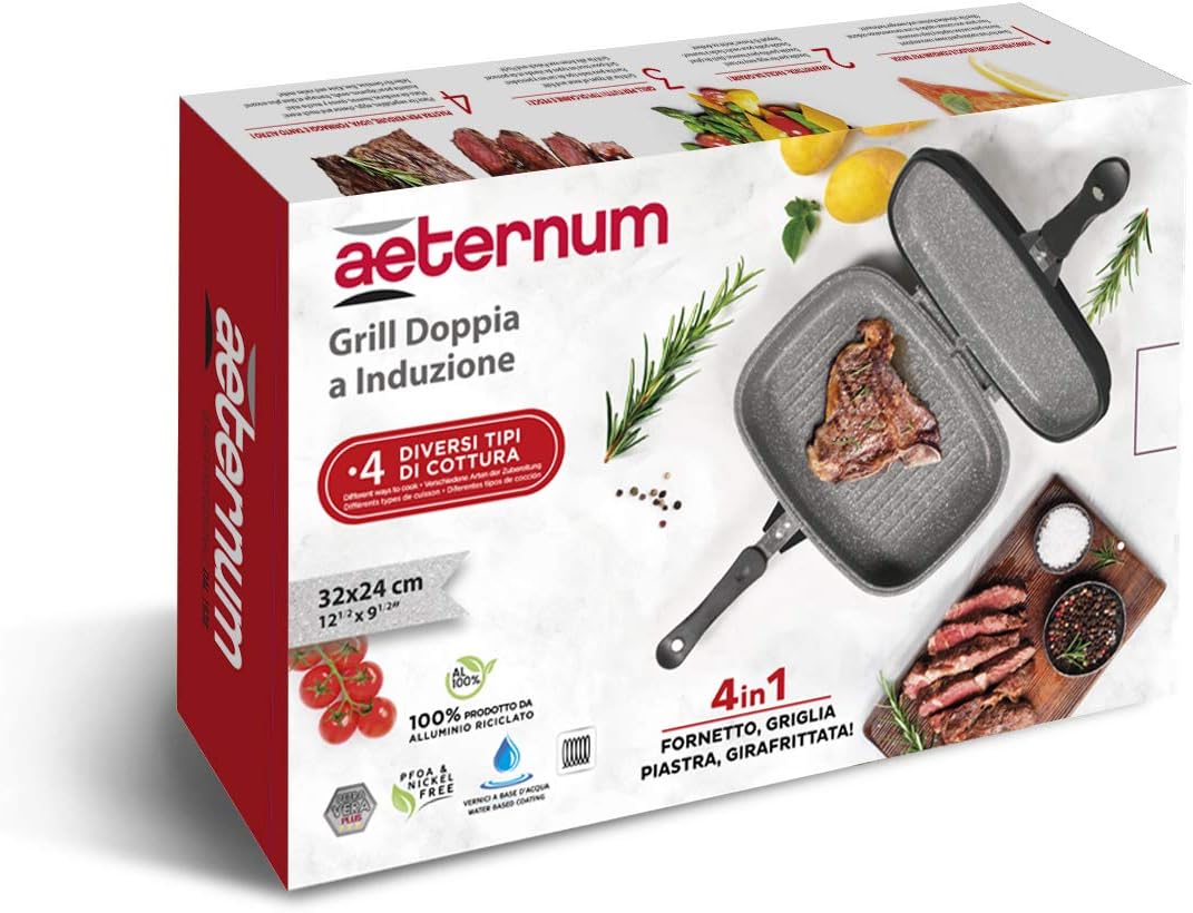 Aeternum Doppelgrill Petravera, 2 Grillplatten zum Grillen, auch einzeln verwendbar, induktionsgeeig