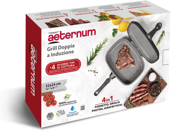 Aeternum Doppelgrill Petravera, 2 Grillplatten zum Grillen, auch einzeln verwendbar, induktionsgeeig