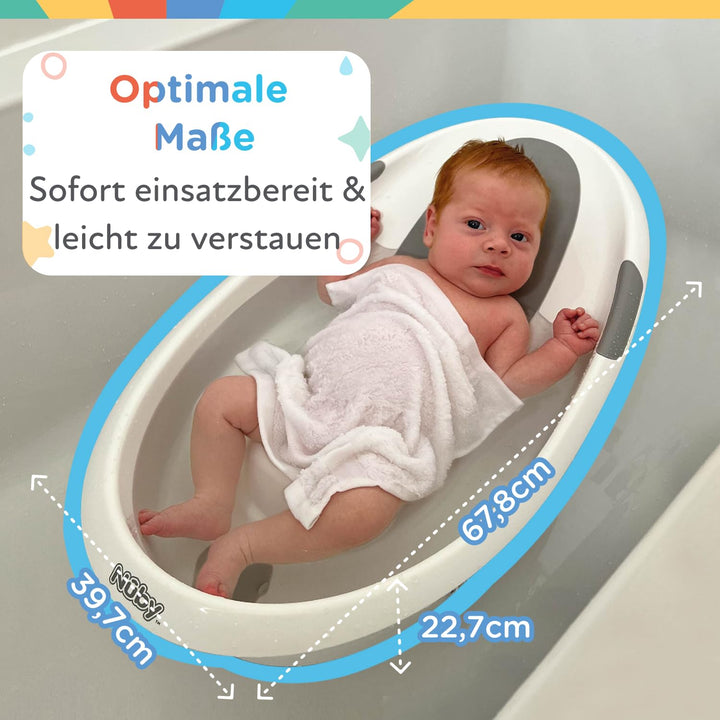 Nuby – Babybadewanne ab Geburt mit integrierter rutschfester Unterstützung & weichem Kopfpolster – K