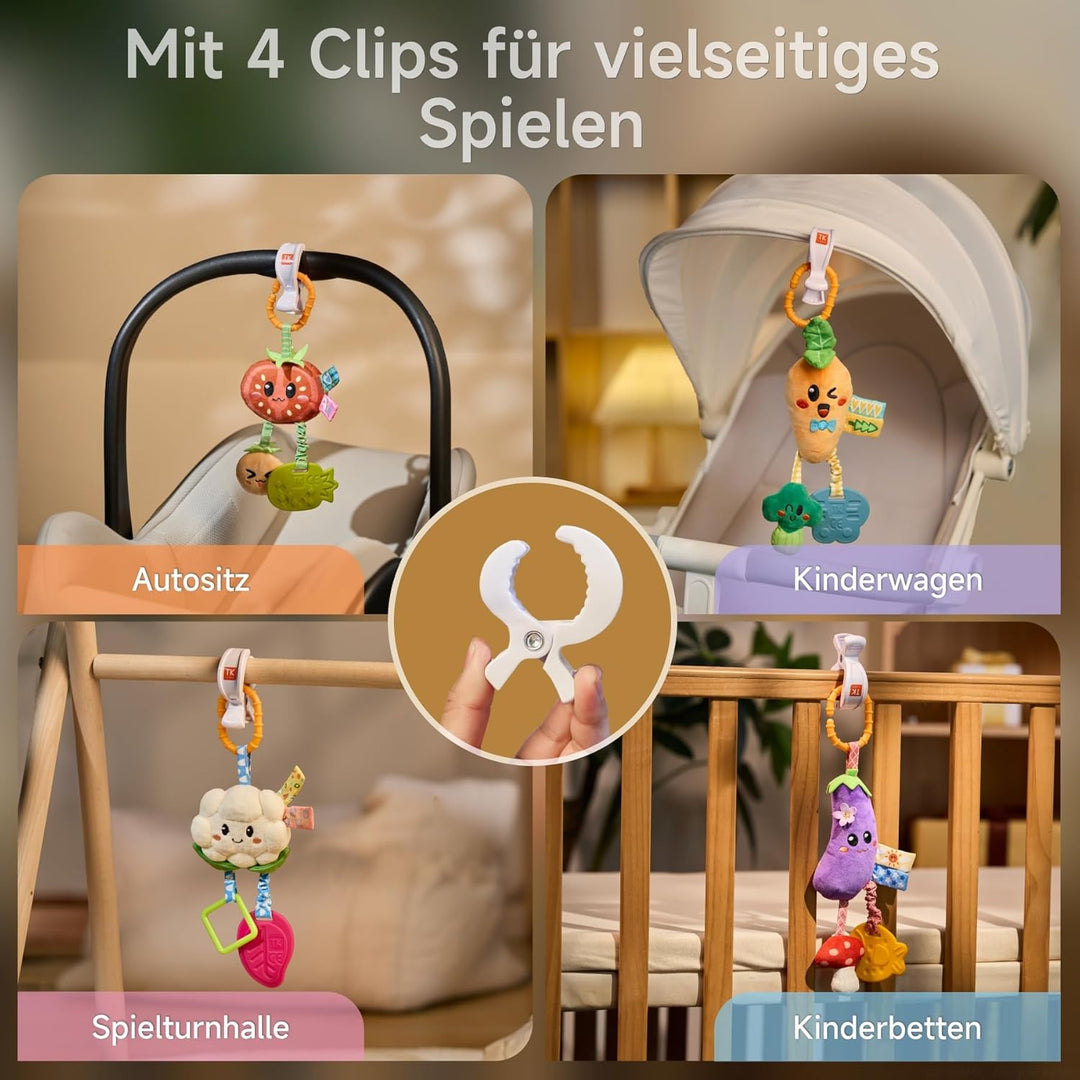 TUMAMA KIDS 4 - Pack Hängende Baby Rassel Spielzeug, Kinderwagen Spielzeug für 0 3 6 9 12 Monate Bab