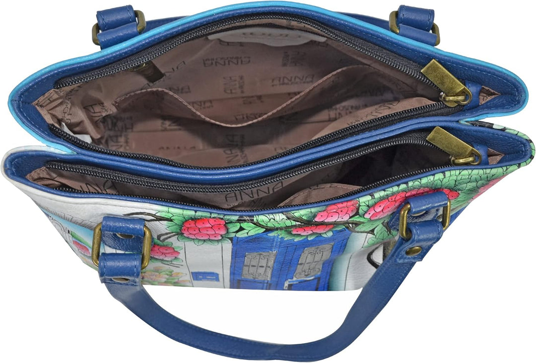 Anna by Anuschka Damen Satchel Shoulder Handbag echtes Leder Magisches Griechenland, Magisches Griec