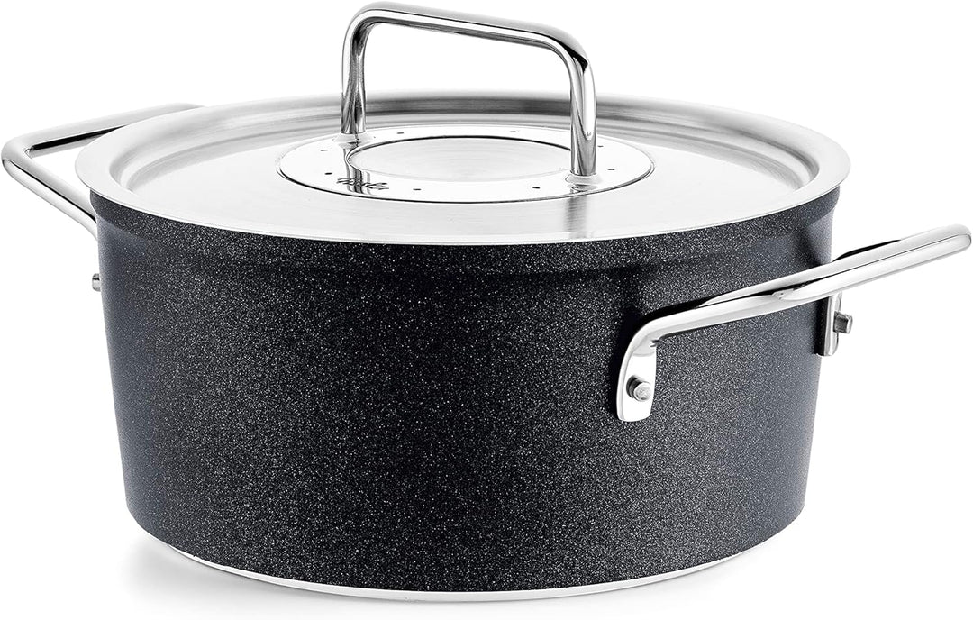 Fissler Adamant / Aluminium-Kochtopfset, 3-teilig, Töpfe-beschichtet mit Metalldeckel, antihaftend (