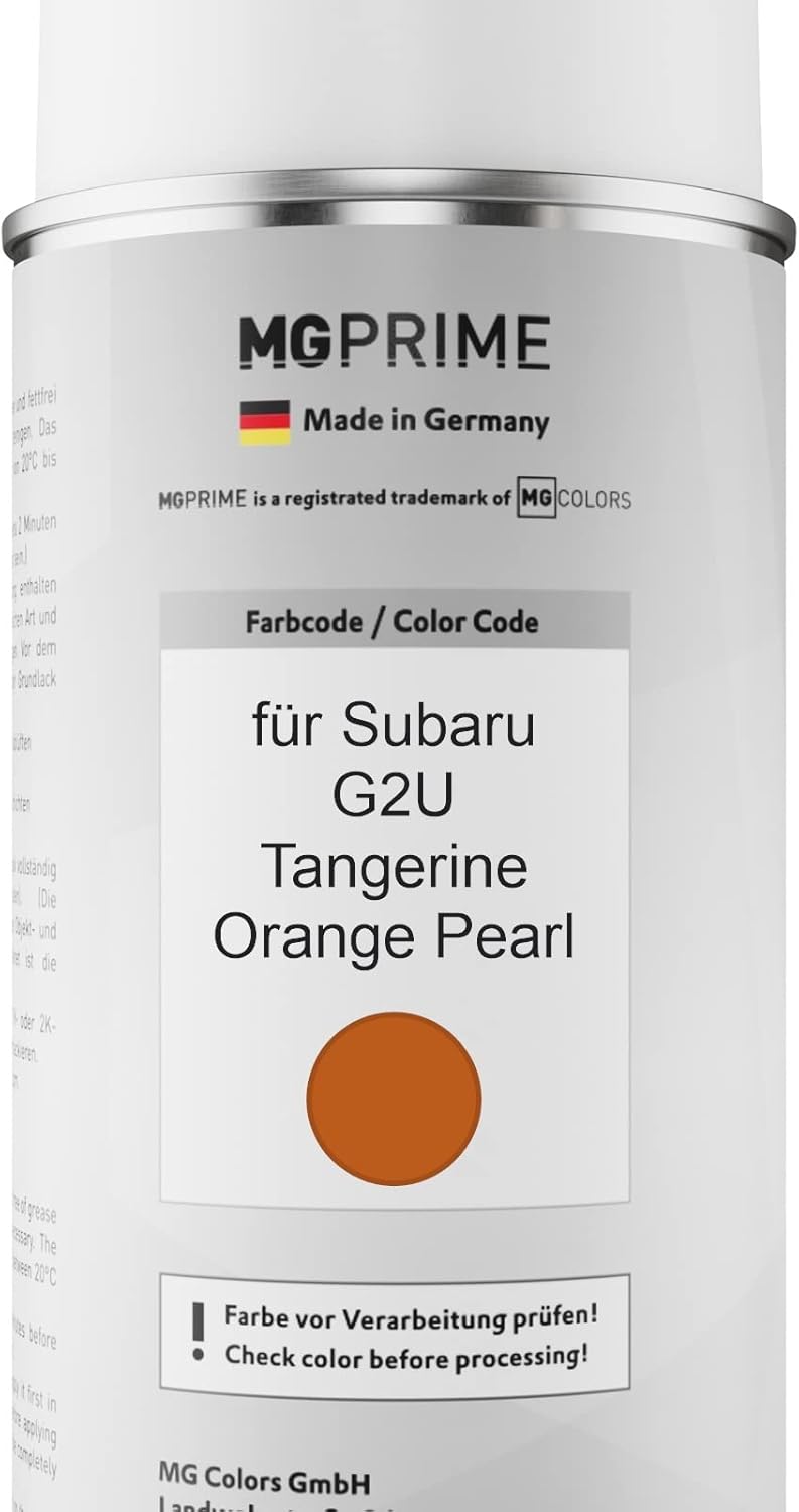 MG PRIME Autolack Sprühdosen Set für Subaru G2U Tangerine Orange Pearl Basislack Klarlack Spraydose