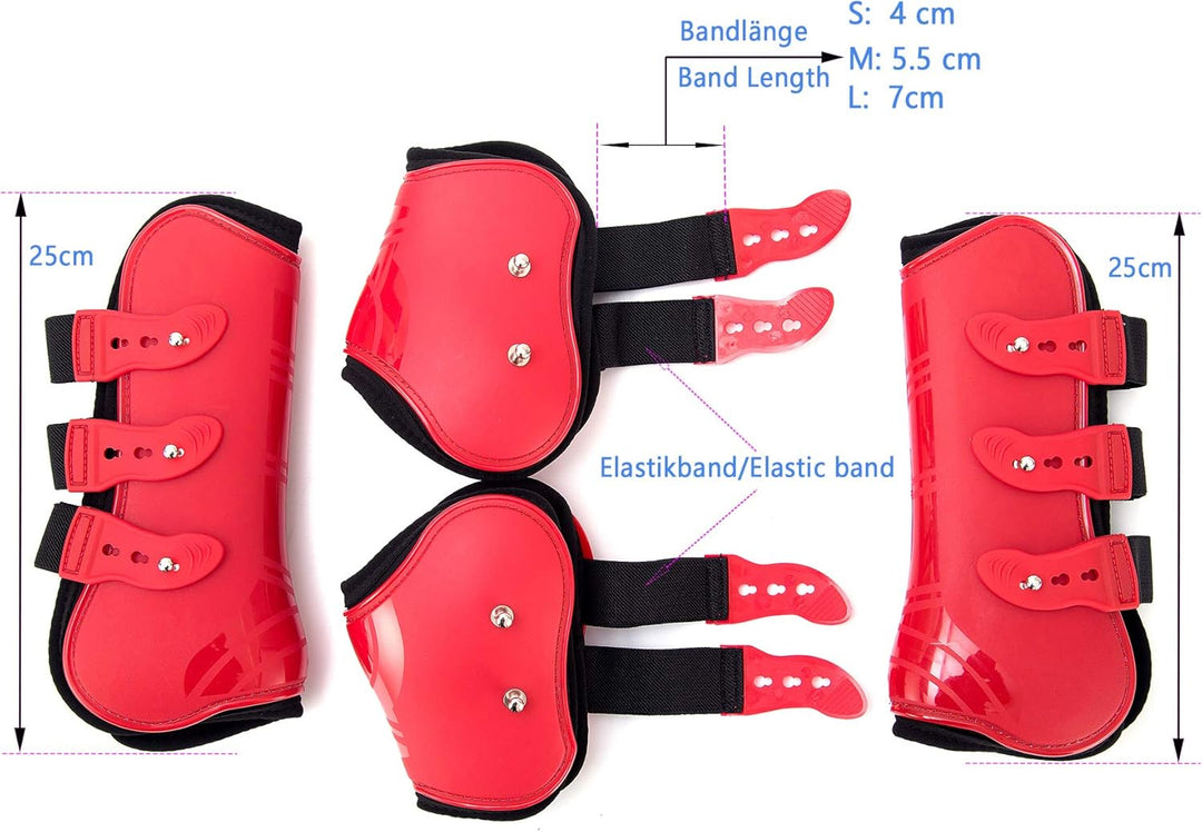 Merauno® Gamaschen Pferde 4er Set Sehne Schützer Fetlock Pferdesprungschutz Vorne Hinter Paar Robust