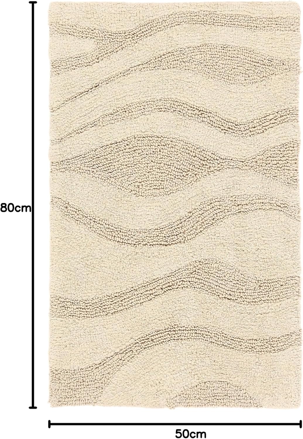 RugVista Badematte Breeze, 80 x 50 cm, Rechteckig, Mittelflor, Anti-Rutsch, Moderner Badteppich, Mas