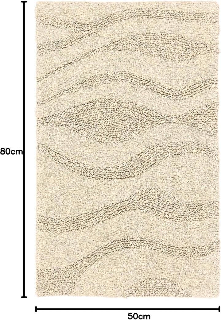 RugVista Badematte Breeze, 80 x 50 cm, Rechteckig, Mittelflor, Anti-Rutsch, Moderner Badteppich, Mas