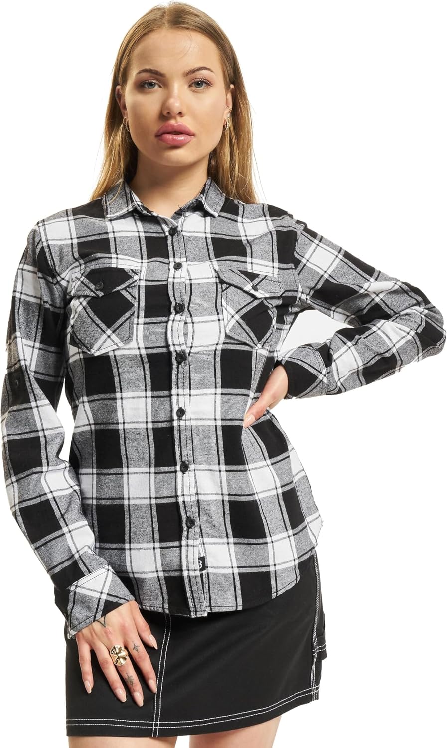 Brandit Amy Flanell Checkshirt Girl-Hemd, S White-black