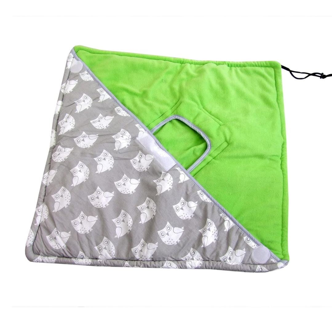 BAMBINIWELT Einschlagdecke Babydecke Decke für Babyschale Kinderwagen mit Fleece universal (Eule grü