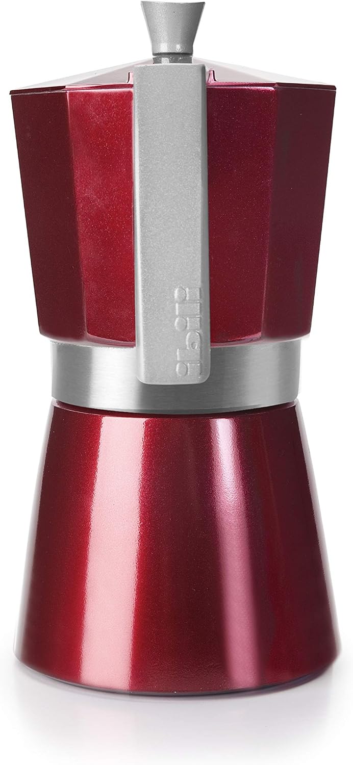 IBILI - Express-Kaffeekocher Evva Red, 3 Tassen, 150 ml, Aluminiumdruckguss, für Induktionsherde gee